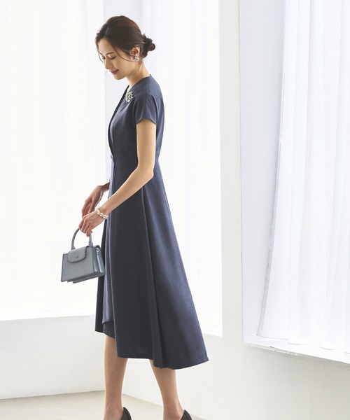 「RUIRUE BOUTIQUE」 半袖ワンピース L ライトブラウン レディースの画像