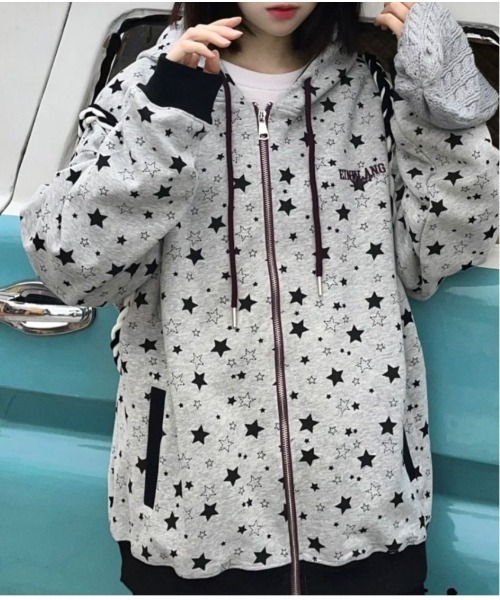 WEGO（ウィゴー） パーカー WEGO/星柄フルジップパーカー/エンジェル