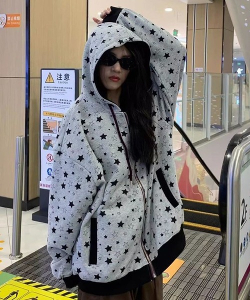 WEGO（ウィゴー） パーカー WEGO/星柄フルジップパーカー/エンジェル