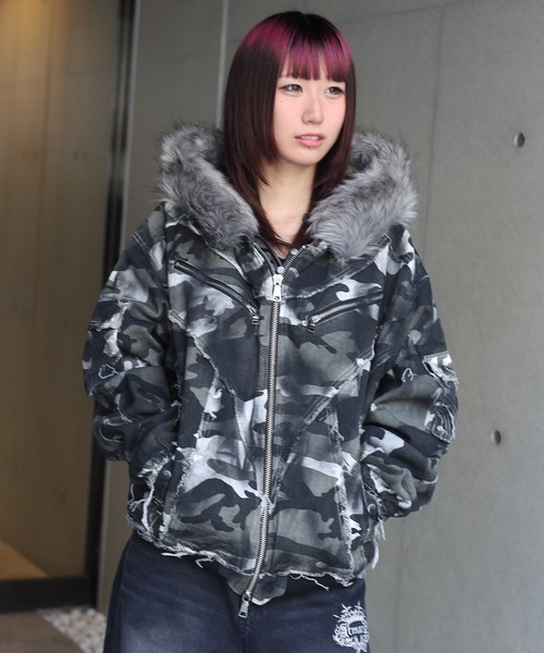 極美品 マディソンブルー フライトジャケット 中綿ブルゾン ファー アルパカボア ATMARK ブルゾン アウター 「2サイズ展開 / UNISEX 」スプレー加工