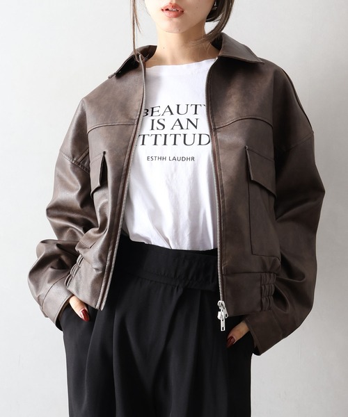 SpRay（スプレイ） ブルゾン アウター アンティークレザーダブルZIP