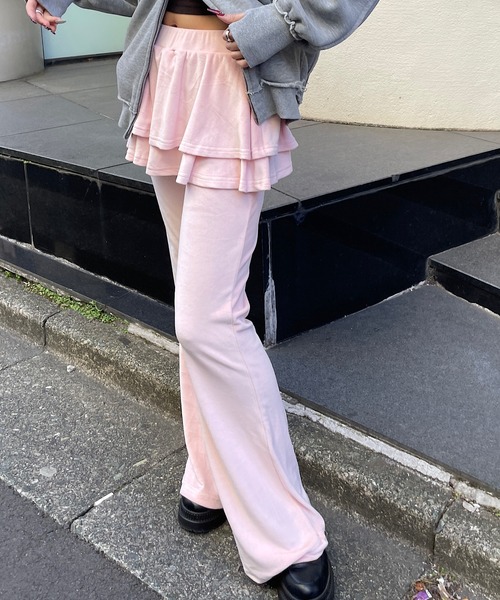 ベロア パンツ コーデ ピンク 着たおせ2月 3月 4月 広瀬すずが着る