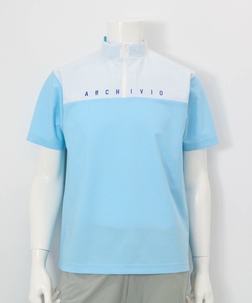 archivio（アルチビオ） tシャツ 「MENS」素材切替UV冷感ハーフジップ
