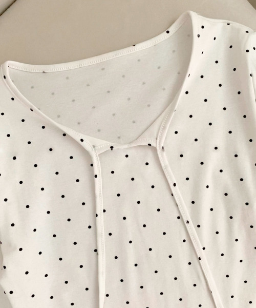 tシャツ ドット柄 リボン カットソー ロングT レディース : ZOZOTOWN