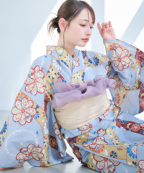 浴衣2点セット (浴衣➕帯) Ada. 浴衣 2点セット 「帯+浴衣」 浴衣 レトロライクで差をつけよう