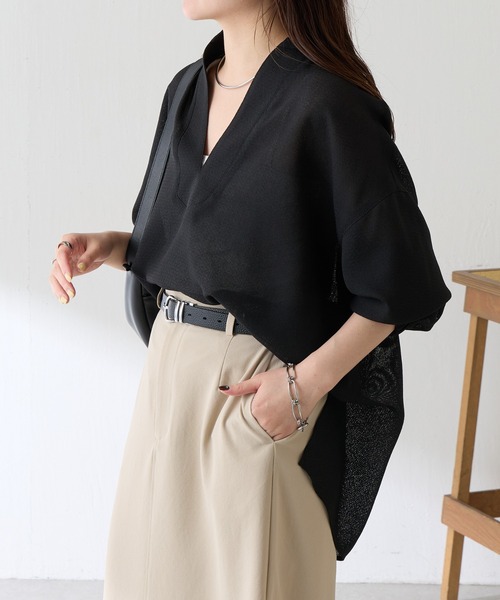 ブラウス シャツ 真夏も着たい長袖ヴィンテージメッシュスキッパーシアーシャツ/WEB限定カラー展開 レディースの画像