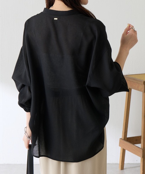 ブラウス シャツ 真夏も着たい長袖ヴィンテージメッシュスキッパーシアーシャツ/WEB限定カラー展開 レディースの画像