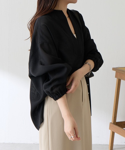 ブラウス シャツ 真夏も着たい長袖ヴィンテージメッシュスキッパーシアーシャツ/WEB限定カラー展開 レディースの画像