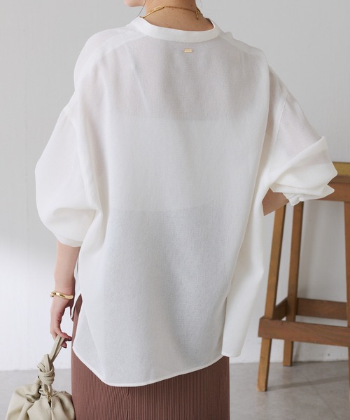 ブラウス シャツ 真夏も着たい長袖ヴィンテージメッシュスキッパーシアーシャツ/WEB限定カラー展開 レディースの画像