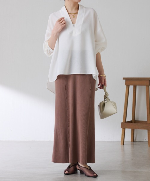 ブラウス シャツ 真夏も着たい長袖ヴィンテージメッシュスキッパーシアーシャツ/WEB限定カラー展開 レディースの画像