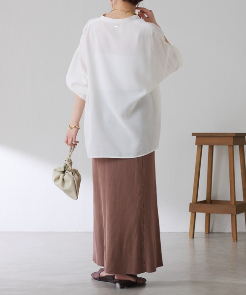 ブラウス シャツ 真夏も着たい長袖ヴィンテージメッシュスキッパーシアーシャツ/WEB限定カラー展開 レディースの画像