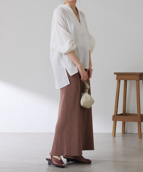 ブラウス シャツ 真夏も着たい長袖ヴィンテージメッシュスキッパーシアーシャツ/WEB限定カラー展開 レディースの画像