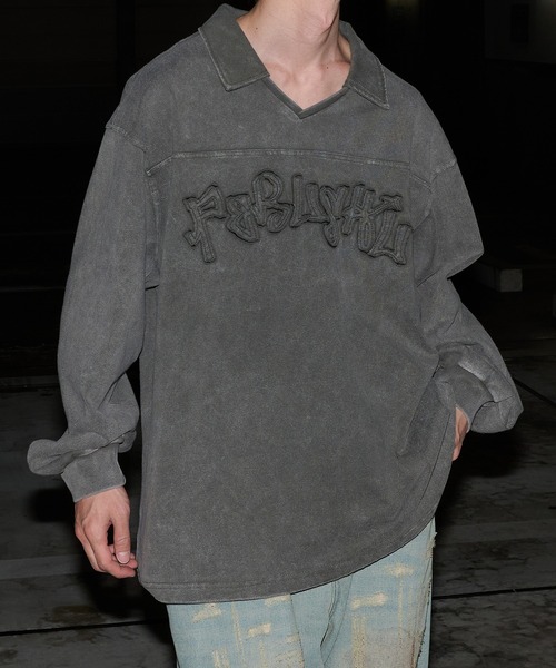 「Perushu」 長袖Tシャツ MEDIUM グレー メンズ_画像7