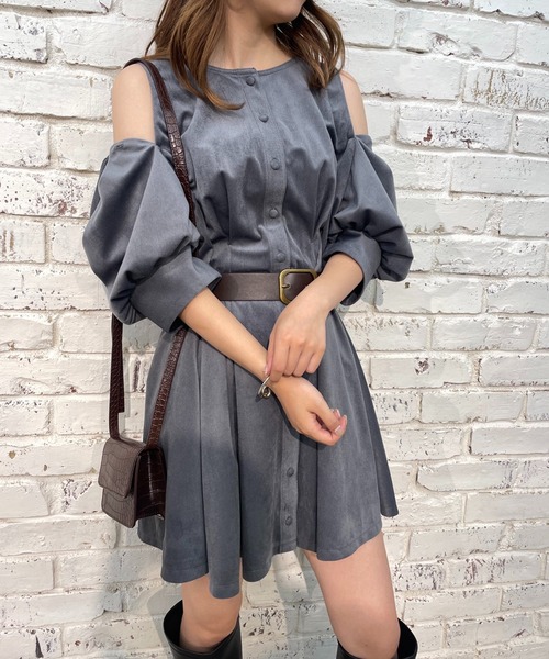 「one after another NICE CLAUP」 半袖ワンピース FREE ベージュ レディース_画像4
