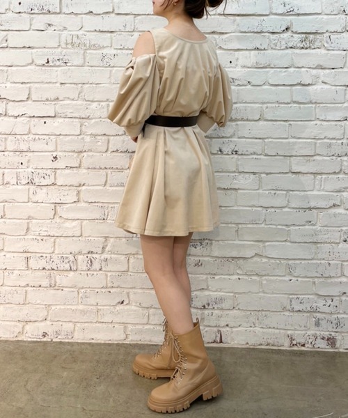 「one after another NICE CLAUP」 半袖ワンピース FREE ベージュ レディース_画像7