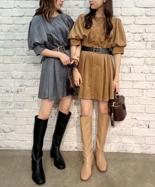 「one after another NICE CLAUP」 半袖ワンピース FREE ベージュ レディース_画像9