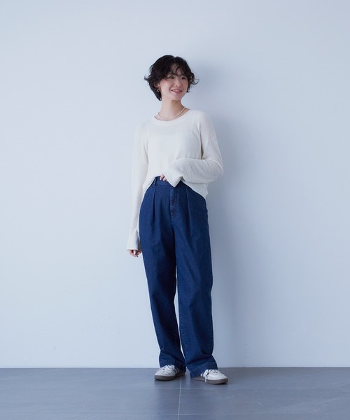 YANUK ダークブルー ストレートデニム YANUK（ヤヌーク） ジーンズ デニム デニムパンツ タックパンツ