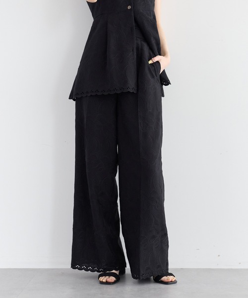 YECCA VECCA（イェッカヴェッカ） パンツ 刺繍ワイドパンツ レディース