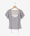 tシャツ 半袖 リボンレイヤードライク半袖トッ...の詳細画像5