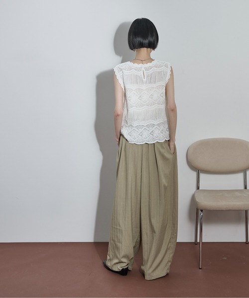 THE Yon トーションレース刺繍ノースリブラウス レディース : ZOZOTOWN