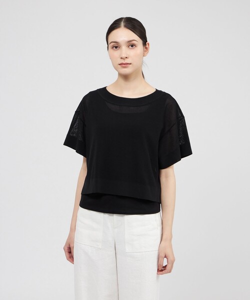 tシャツ 2AWYシアーニット レイヤードプルオーバー レディースの画像