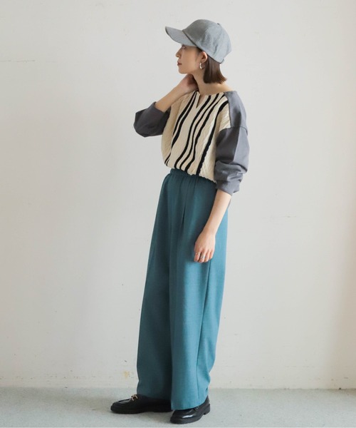 「NOMBRE IMPAIR」 長袖カットソー FREE ネイビー レディース_画像7