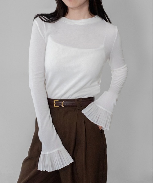 tシャツ 「on:nue」プリーツカフスロングスリーブカットソー /26-27 AW COLLECTION レディース | on：nue | 01
