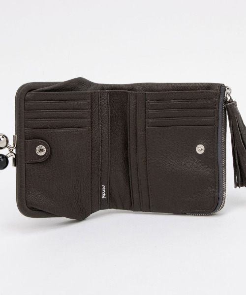 perche二つ折り財布 Black perche（ペルケ） 財布 perche / アクリル玉がま口2つ折り財布