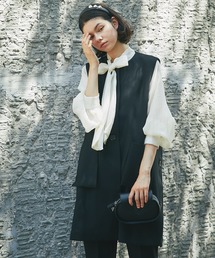 SMILE ORCHID（スマイルオーキッド） ベスト ジレ ノーカラー サイド