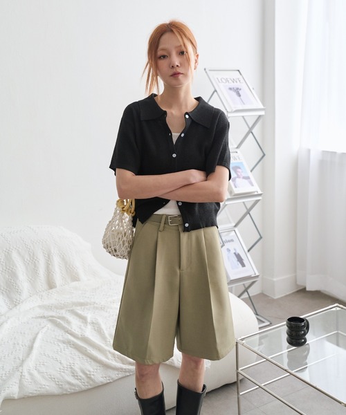 美品 Rene ルネ 半袖 カーディガン トップス 34 バイカラー 2021 rene カーディガン レース 34 ルネ（René - 美品 Rene ルネ 半袖
