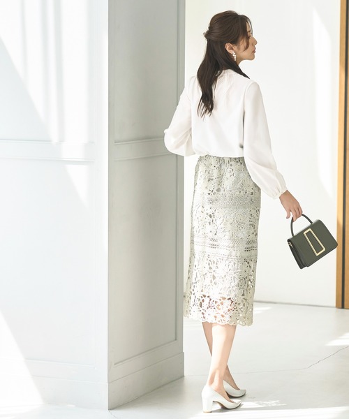 「RUIRUE BOUTIQUE」 長袖シャツ S ホワイト レディース RUIRUE BOUTIQUE ブラウス シャツ 洗える ストレッチ