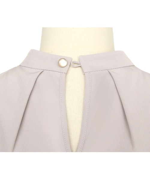 新品✨ ruirue boutique ブラウス プリーツフレアトップス　LL 前後2way 洗える ｜パールボタン・フレアスリーブ半袖ブラウス