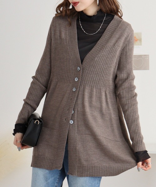 カーディガン BRODIAEA ロングVカーディガン レディース