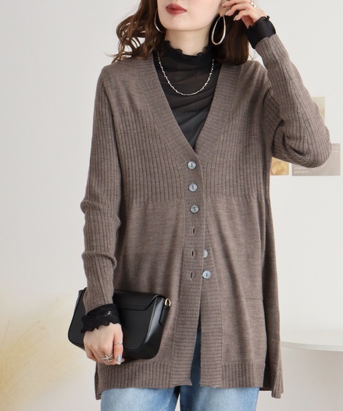 BRODIAEA 洗える カーディガン カシミヤ100％ サイズF*BD450 カーディガン BRODIAEA ロングVカーディガン レディース