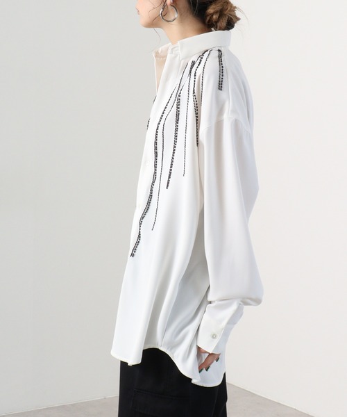 REGIEVO シャツ Beaded embroidery long sleeve shirt / ビーズ