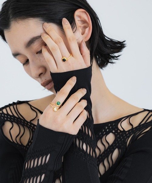 指輪 リング 「±BALANCE/プラスマイナスバランス」Harkimer quarts double ring レディースの画像