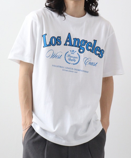 アトリエgg ホワイト シンプル Tシャツ RGY tシャツ RGY LOS ANGELES プリントTシャツ メンズ レディース