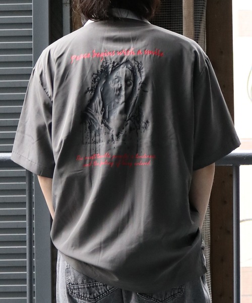 Starting Over シャツ back print open collar shirt/バック