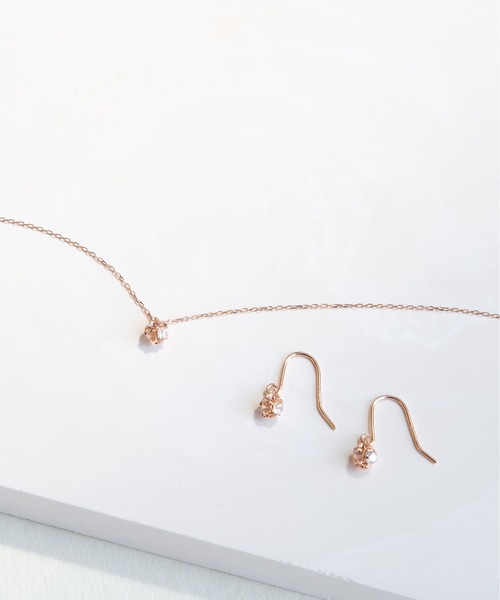 BLOOM 【Rondelle】K10 キュービックジルコニア ネックレス BLOOM（アクセサリー） ネックレス K10 イエローゴールド
