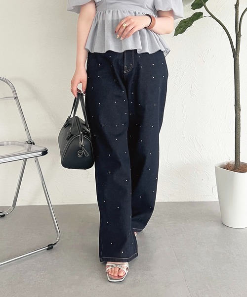 【完売必至】SELF PORTRAIT ラインストーン デニムジーンズ apres jour ジーンズ デニム デニムパンツ ハイウエストライン