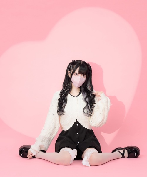 留*奈様 ベイビー うさみみカーディガン B×W Rose Chemical Lace Bunny Ears Cardigan by Baby, the Stars