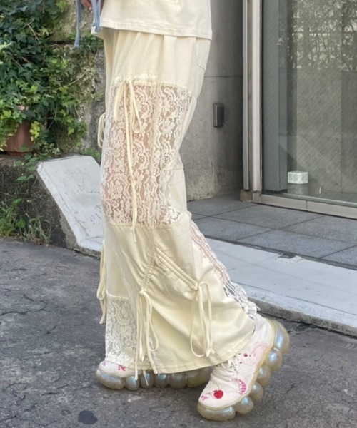 LACY PATCH WORK DROST パンツ LACY PATCH WORK DROST PANTS | Candy Stripper（キャンディ