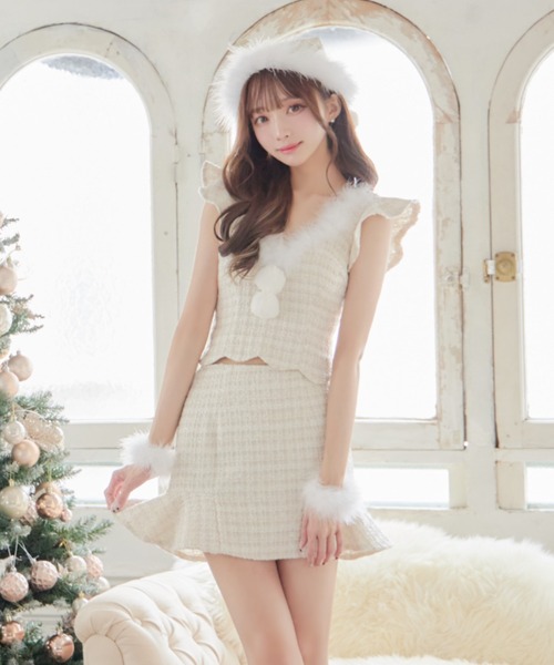 sugar 【サンタコス 5点セット】セットアップフレアミニサンタ　XS サンタSALE!!】バックリボンセットアップミニ丈フレアサンタ【sugar