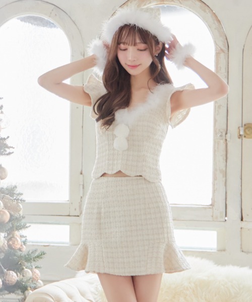 sugar nine コスプレ セットアップツイードマーメイドフレアミニサンタ