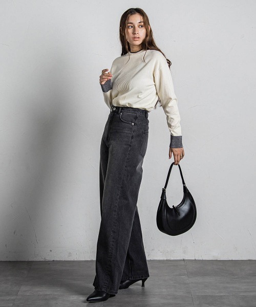 配色ラメハイネックニットプルオーバー≪手洗い可能≫ MAYSON GREY ニット セーター 配色ラメハイネックニットプル