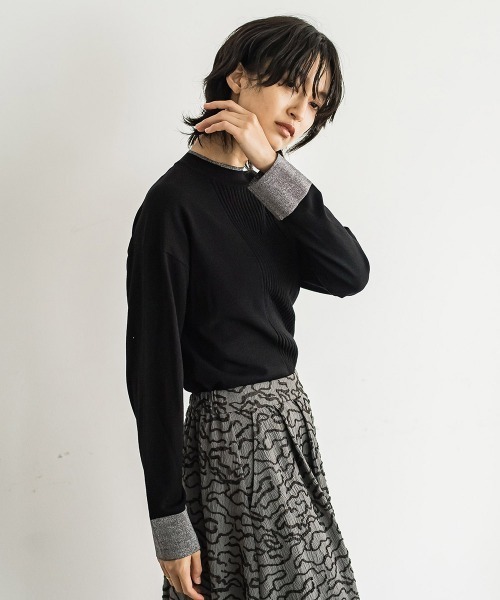 配色ラメハイネックニットプルオーバー≪手洗い可能≫ MAYSON GREY ニット セーター 配色ラメハイネックニットプル