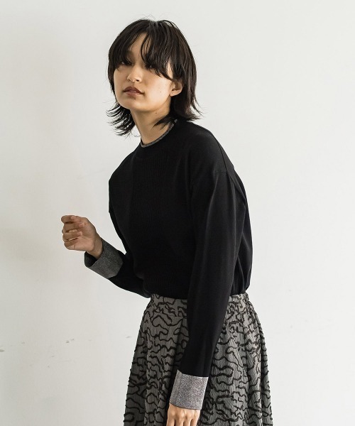 MAYSON GREY / メイソングレイ 配色ラメハイネックニットプルオーバー≪手洗い可能≫ 配色ラメハイネックニットプルオーバー≪手洗い可能≫ | MAYSON