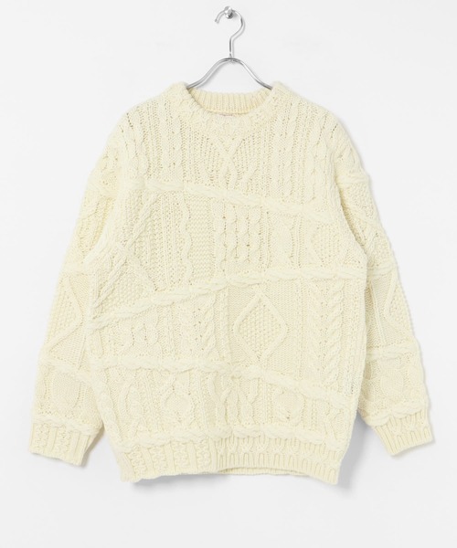 セーター ニット 米富繊維　CRAZY ARAN PULLOVER-3 メンズの画像