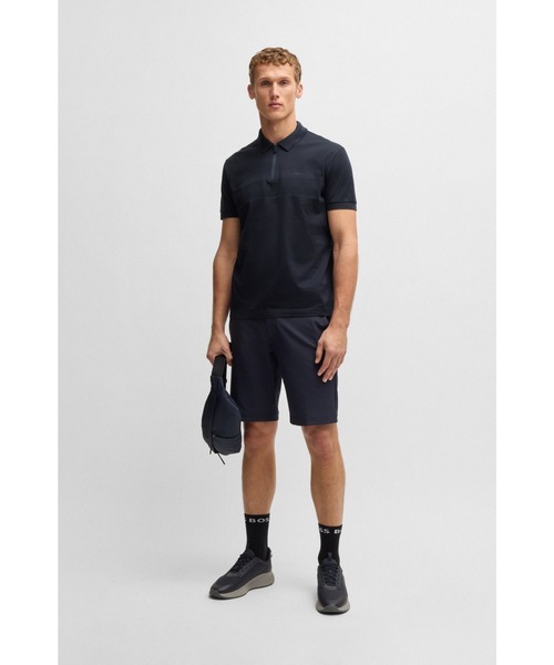 HUGO BOSS ピマコットン100% ポロシャツ BOSS - コットンピケ ポロシャツ ロゴプリント - ライトベージュ
