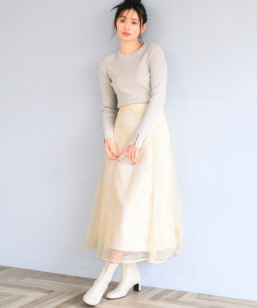 MISCH MASCH スカート 2025春夏新作 スパンコールコード刺繍